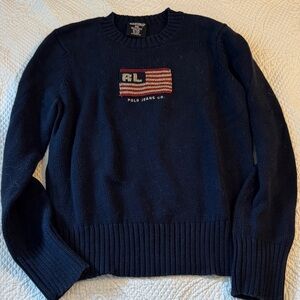 Polo Ralph Lauren Navy Crewneck Flag Sweater